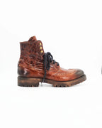 Men's Brogue Ankle Boot in Leather Cognac Dark Tan