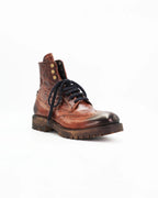 Men's Brogue Ankle Boot in Leather Cognac Dark Tan