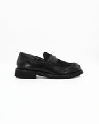 Women's Fur Loafer in Leather Nero