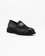 Women's Fur Loafer in Leather Nero