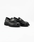 Women's Fur Loafer in Leather Nero