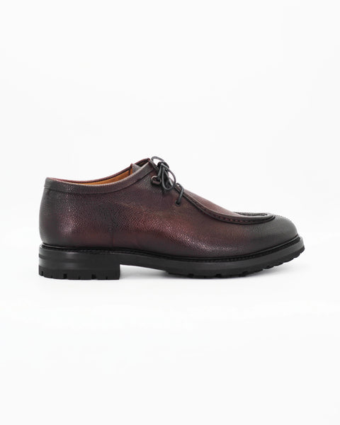 Men's Derby Shoe in Leather Burgundy | Aliverti