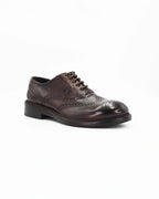 Men's Brogue Derby Shoe in Leather Dark Brown