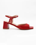 Shop the OPERA11 block heel sandal in rich rosso calf leather. Open toe, secure ankle strap, and a comfortable rubber sole, made in Italy. Effortless elegance.