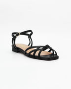 Women's Woven Sandal in Leather Nero | PATTY14