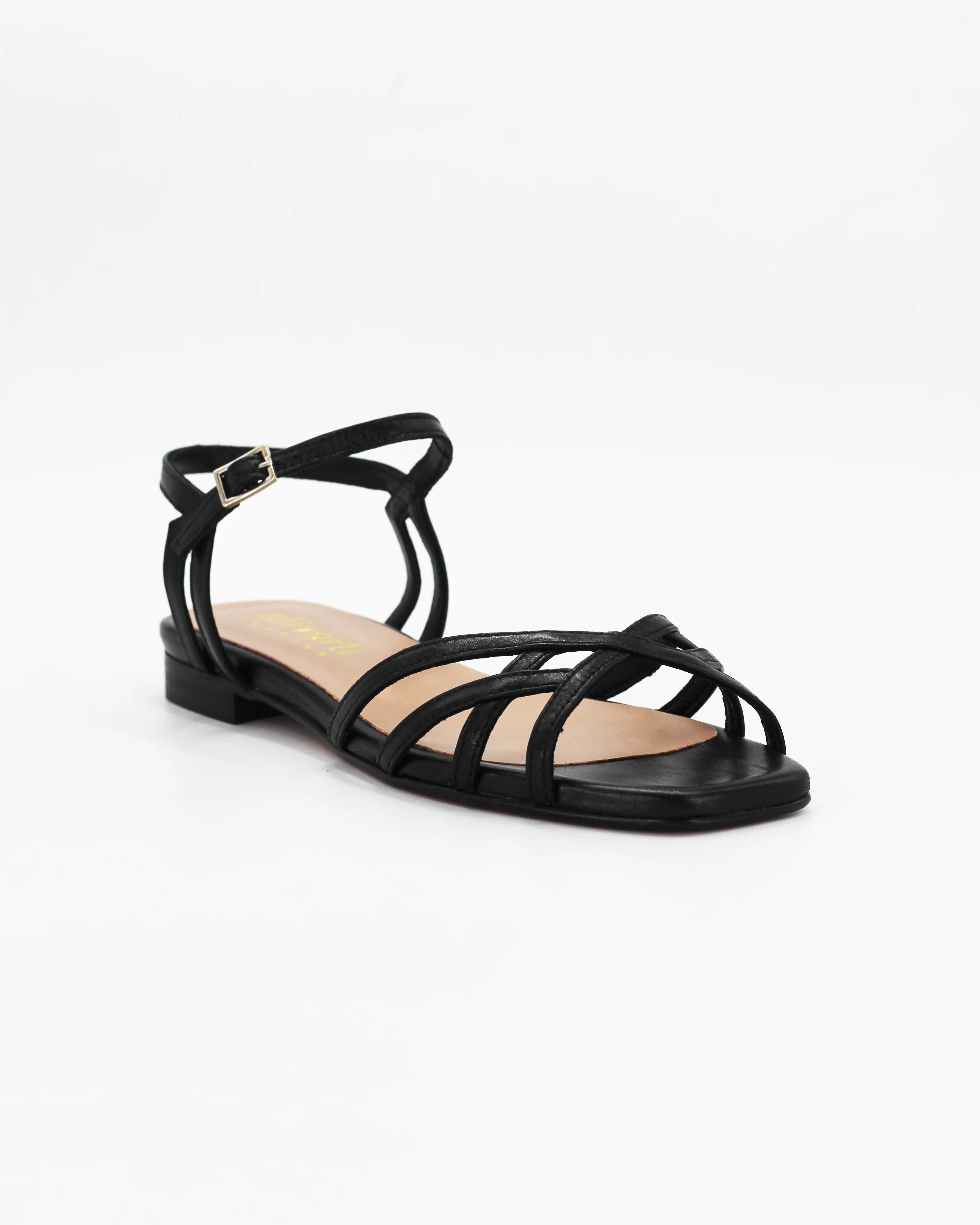 Women's Woven Sandal in Leather Nero | PATTY14