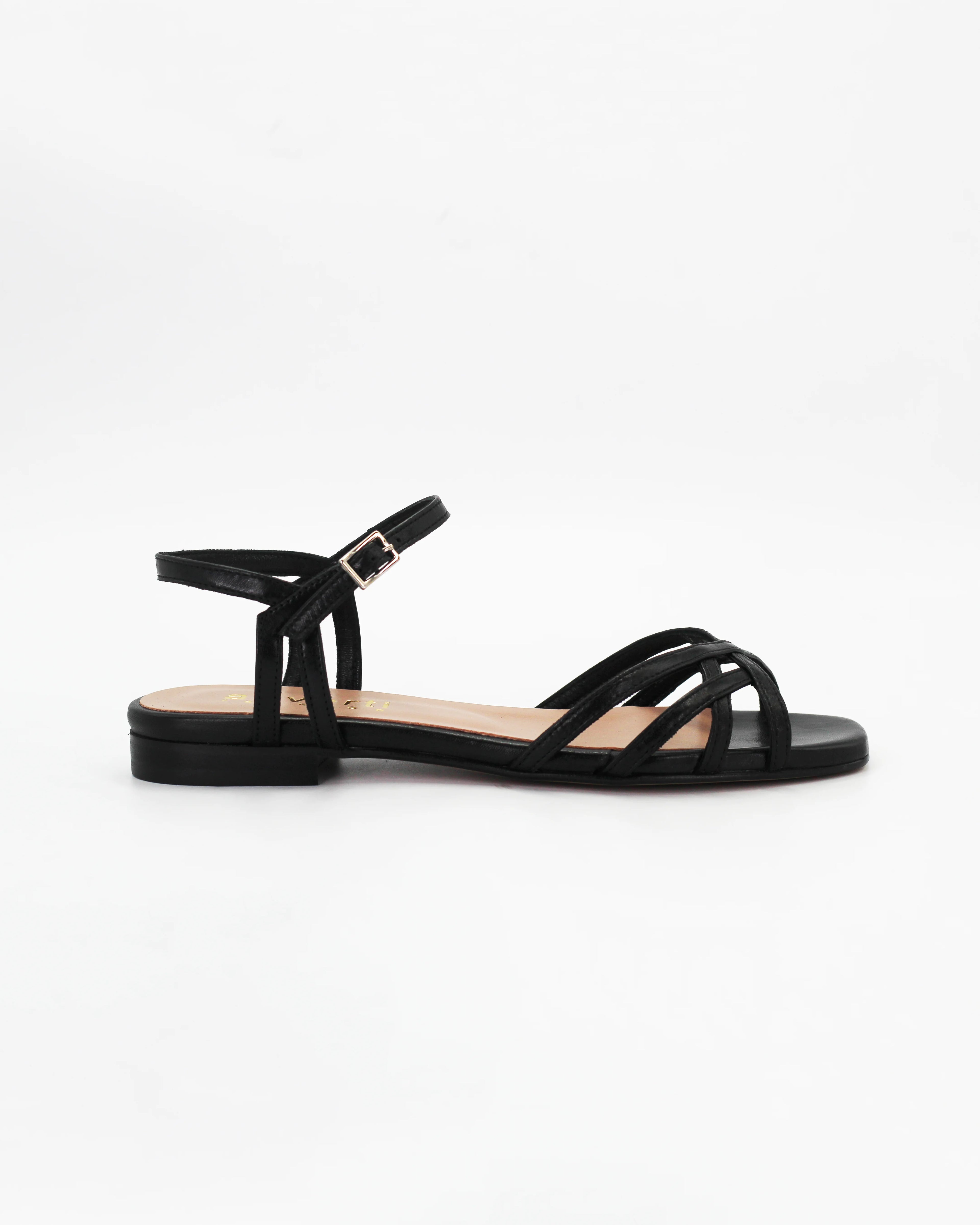 Women's Woven Sandal in Leather Nero | PATTY14