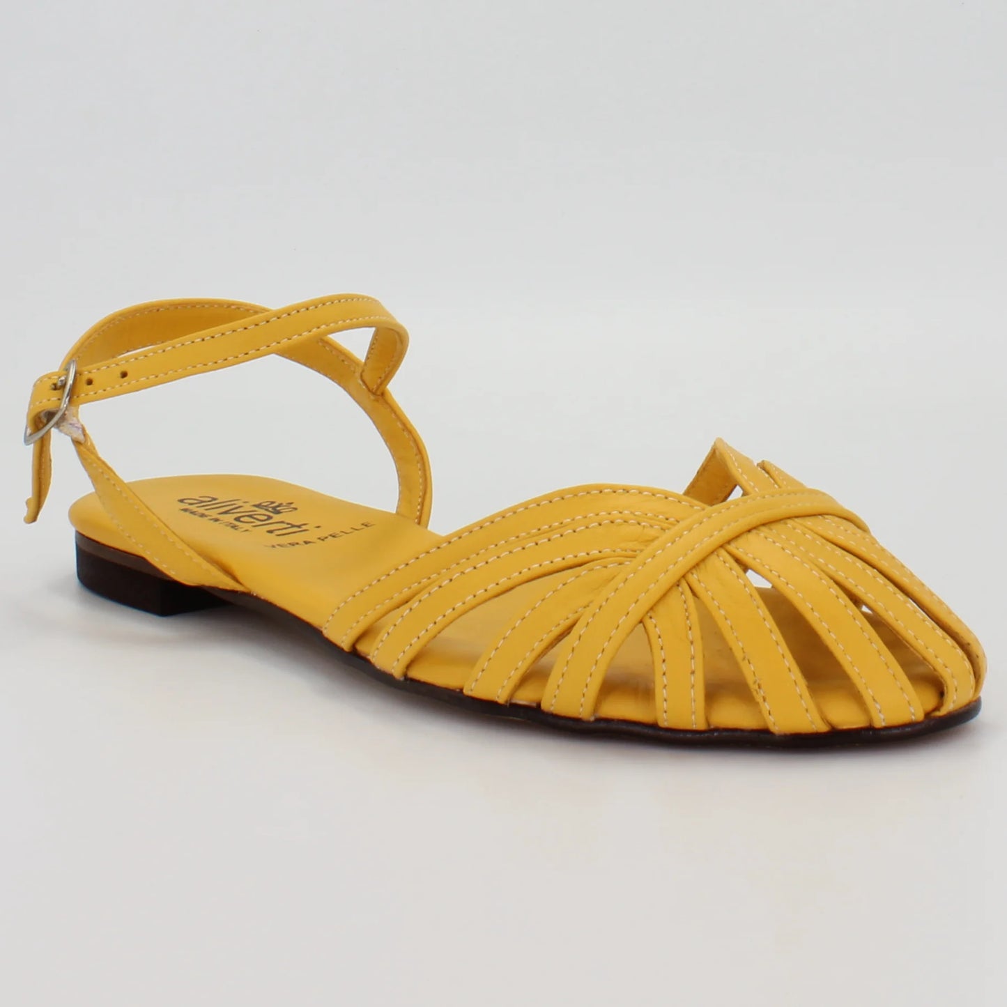 Shop Handmade Italian Leather sandal in giallo (G500) or browse our range of hand-made Italian shoes in leather or suede in-store at Aliverti Cape Town, or shop online. We deliver in South Africa & offer multiple payment plans as well as accept multiple safe & secure payment methods.