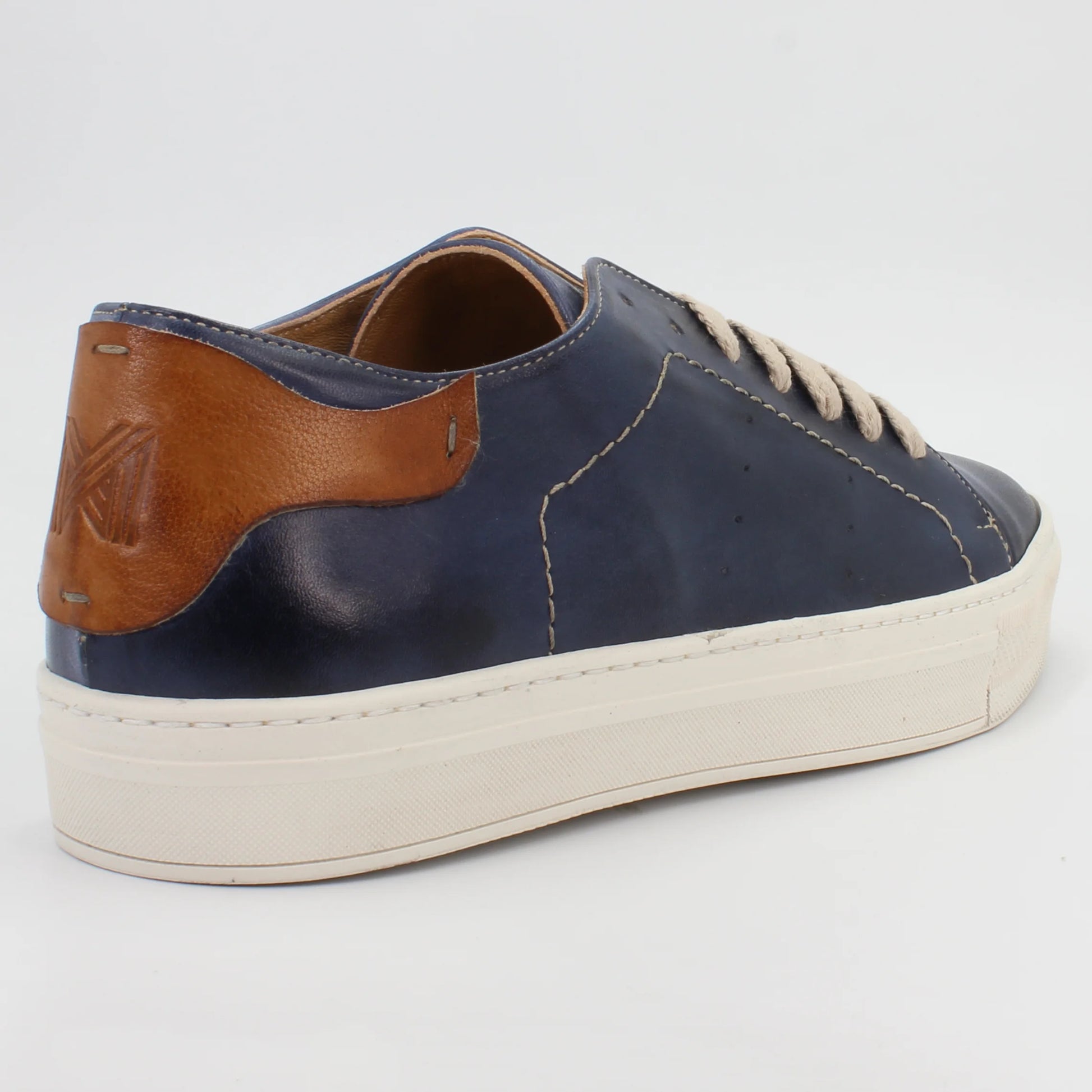 Handmade Italian leather sneaker in blue women Aliverti GRWILM 3