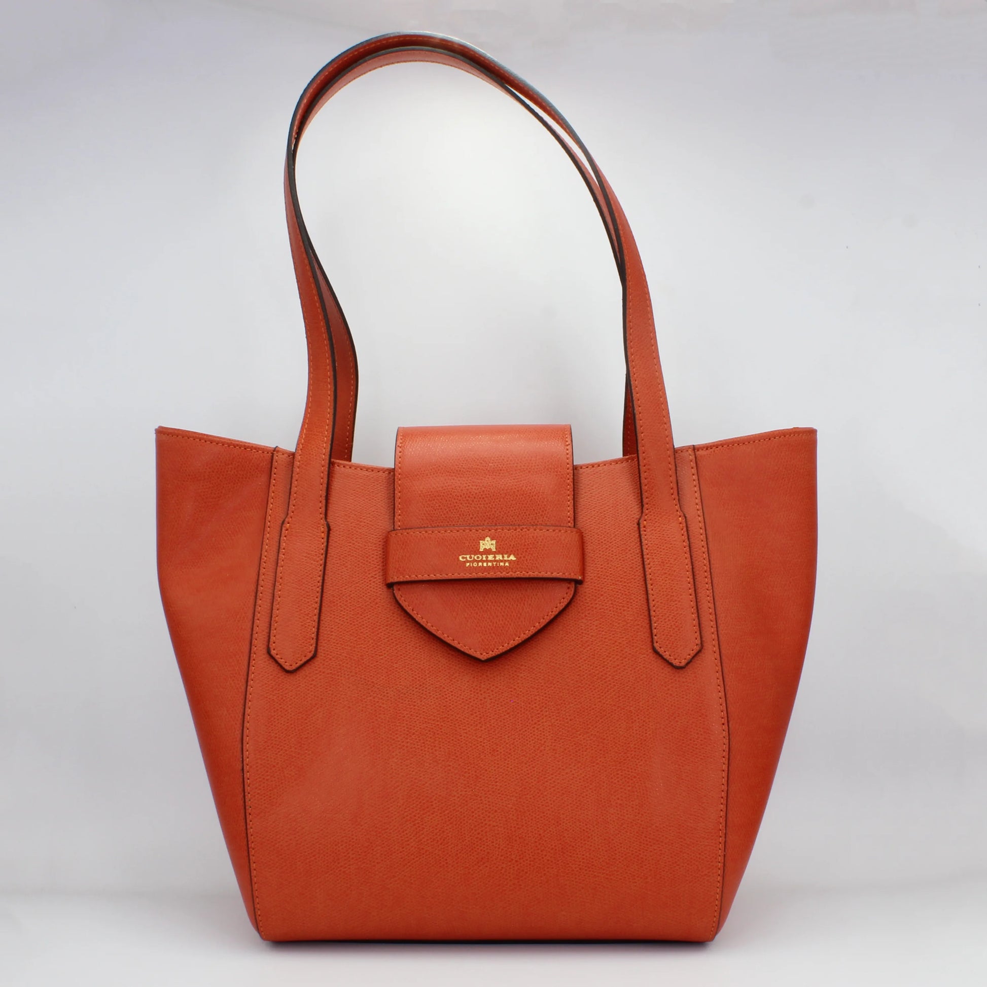Cuoieria Fiorentina Italian leather shopping bag in arancio