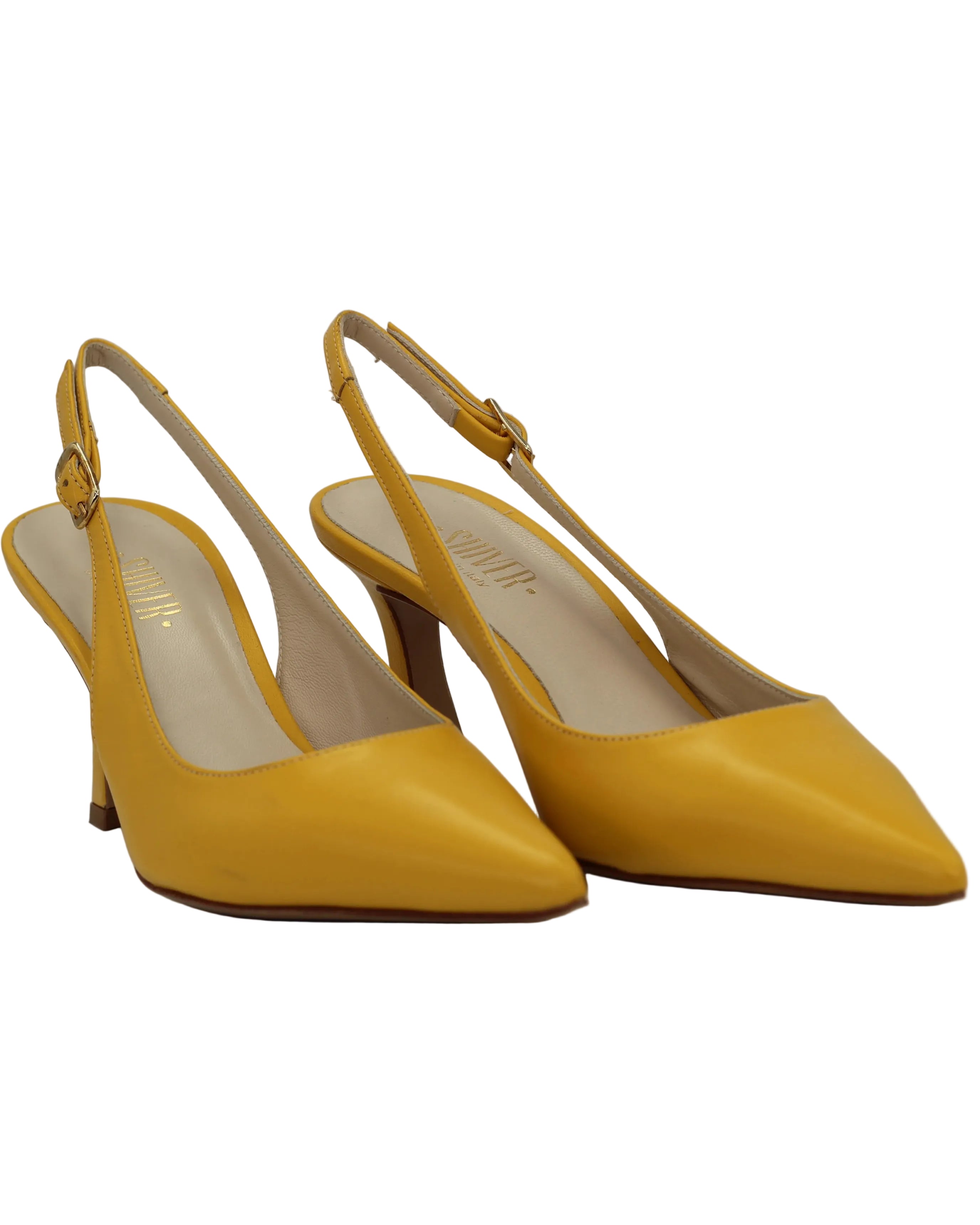 美品YELOO AGATHIS SNEAKER HEELS Handmade Italian leather sling back in Yellow | women | Aliverti