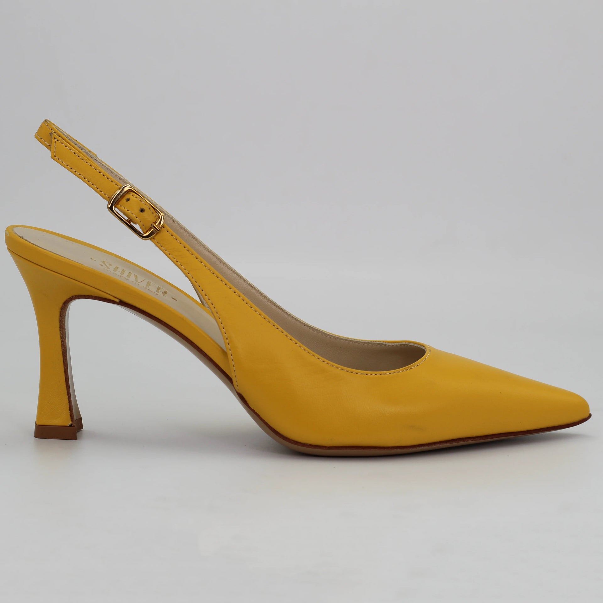 Handmade Italian leather sling back in Yellow | women | Aliverti