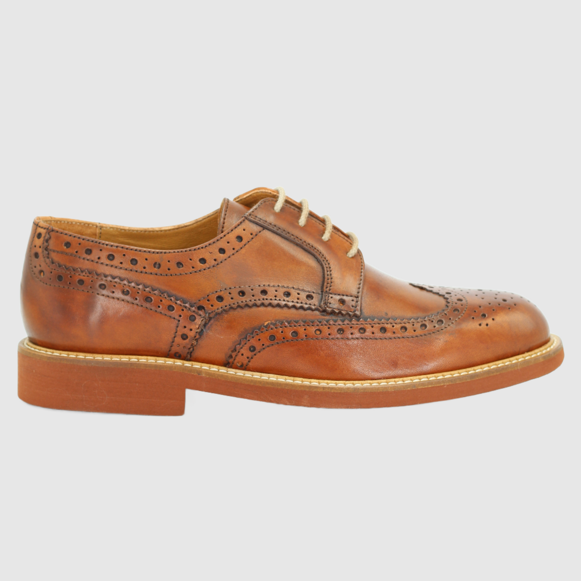 Handmade Italian leather Derby Brogue in Cuoio men Aliverti GRU1007D