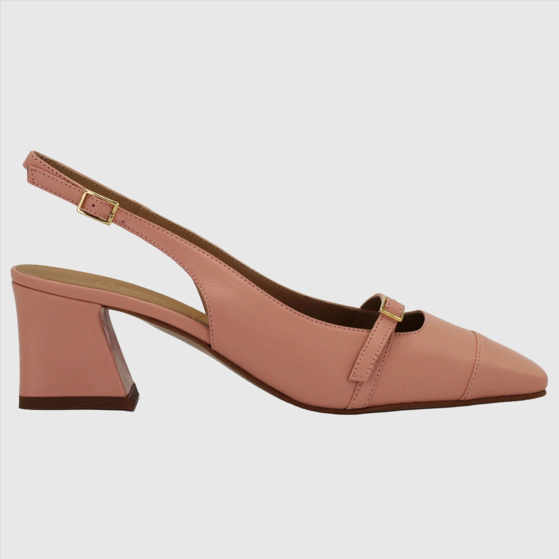 Women's Sling Back Heel with Square Toe Calf Leather Plaster