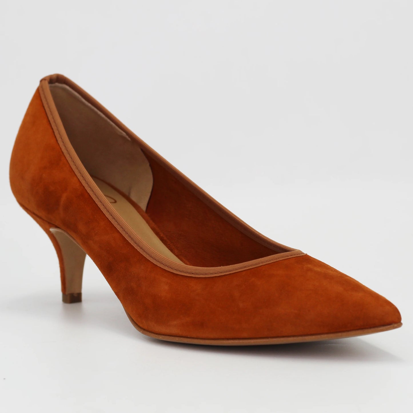 Ladies Genuine Suede Leather Classic Court Heel in Caramel by Aliverti (CR543)