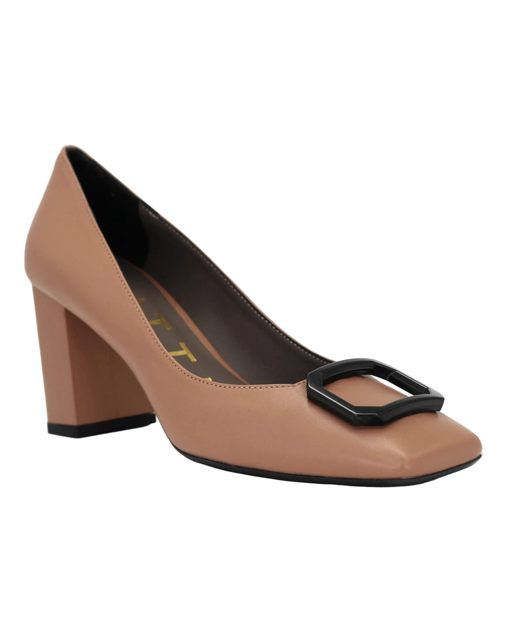 Women's Leather Block Heel in Leather Visone Nude (MP1906)