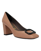 Women's Leather Block Heel in Leather Visone Nude (MP1906)