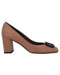 Women's Leather Block Heel in Leather Visone Nude (MP1906)