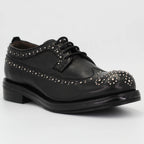 Women's Derby Brogue with Studs in Calf Leather in Nero Black (JPD0828/7)