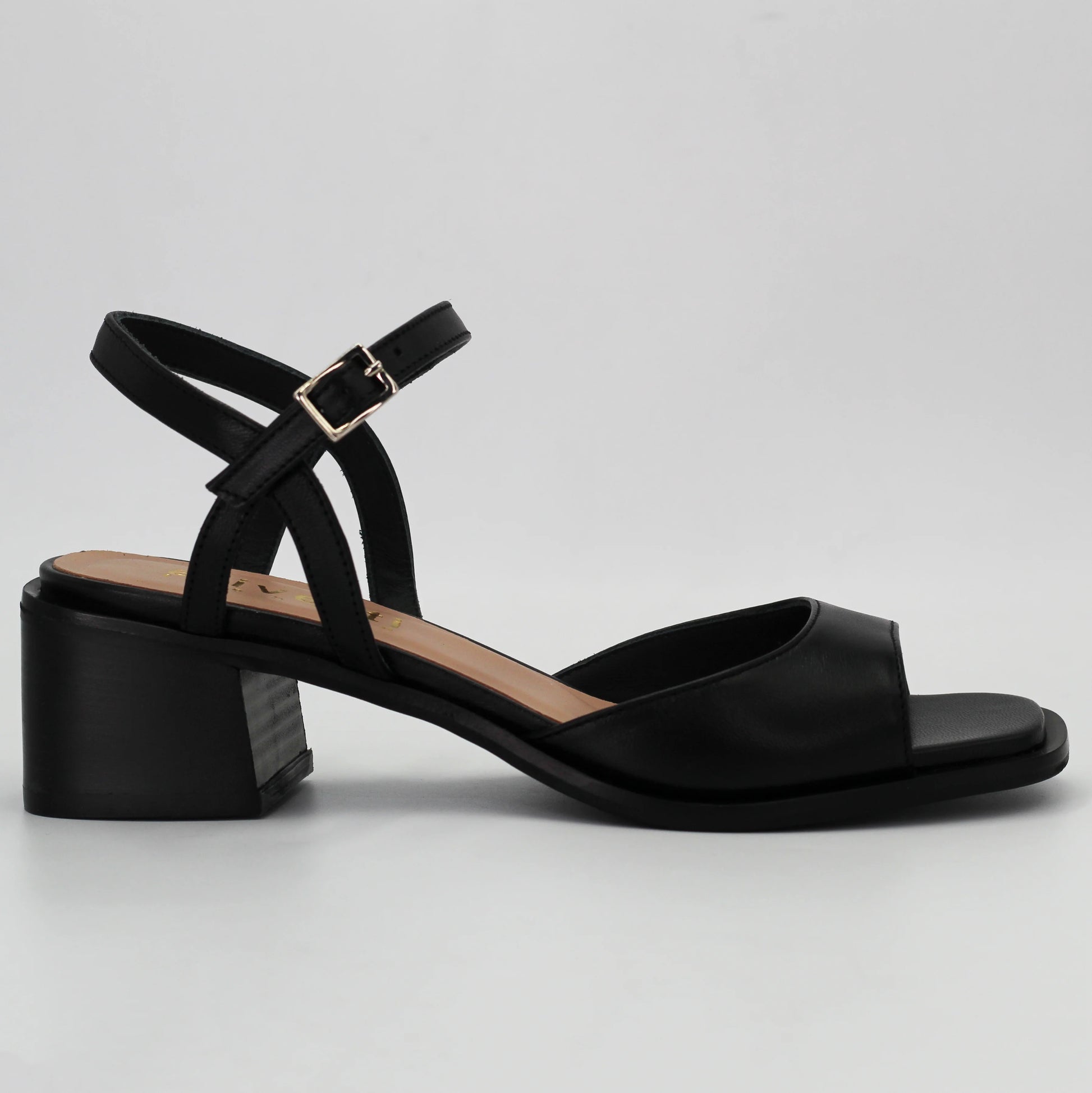 Women s block heel in calf leather nero Wilma 2 UK2 EU35 Black Heels