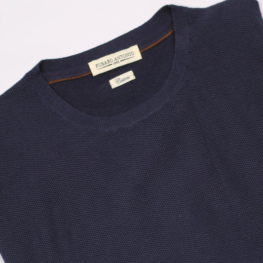 Shop Fusaro Antonio cotton crewneck jersey in navy (MA24002-004-03)  or browse our range of men's Italian clothing and shoes in leather in-store at Aliverti Cape Town, or shop online. We deliver in South Africa & offer multiple payment plans as well as accept multiple safe & secure payment methods.