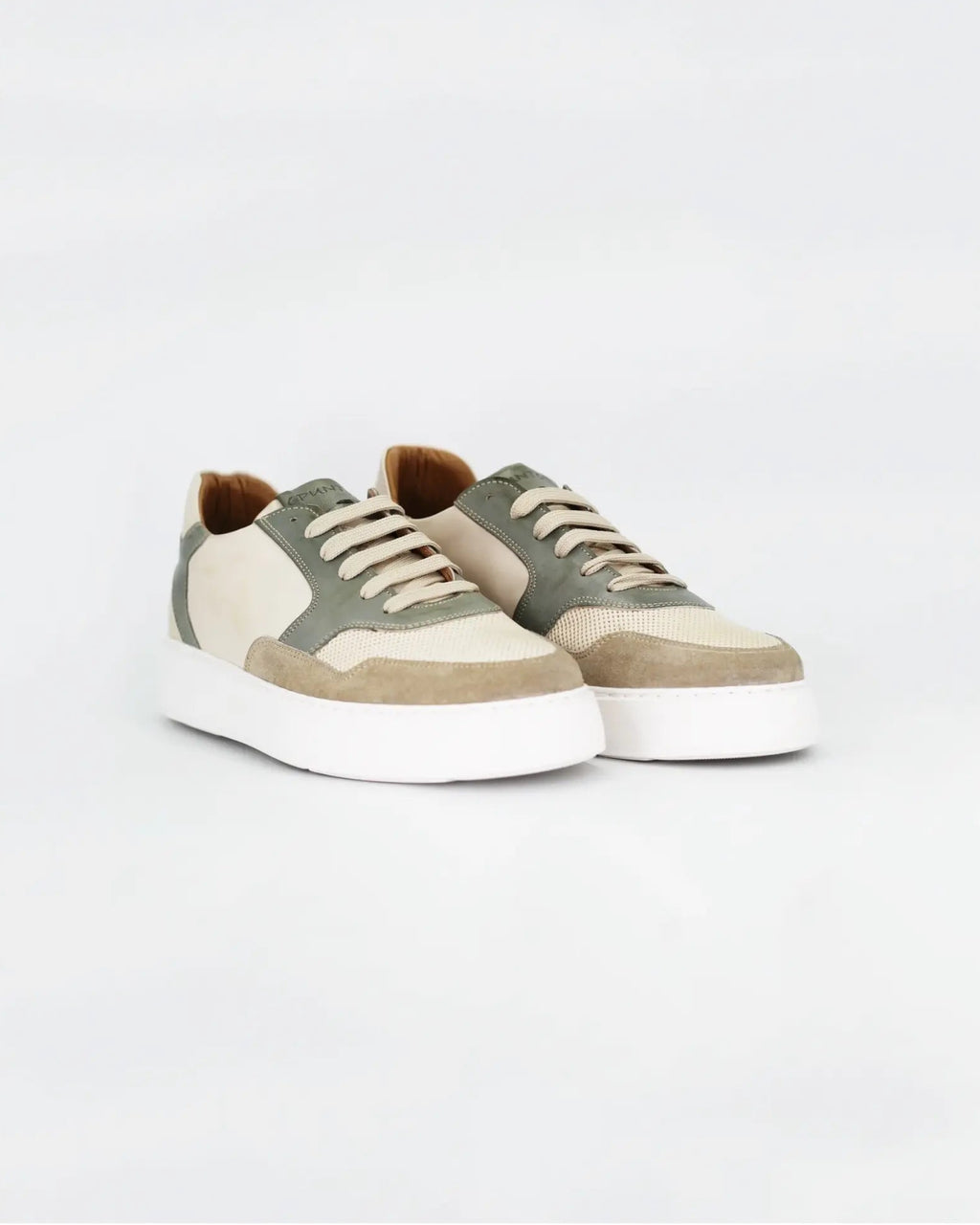 Men's Sneaker in Leather Naturale Cuoio and Blu (GRUHEND-01 -932)