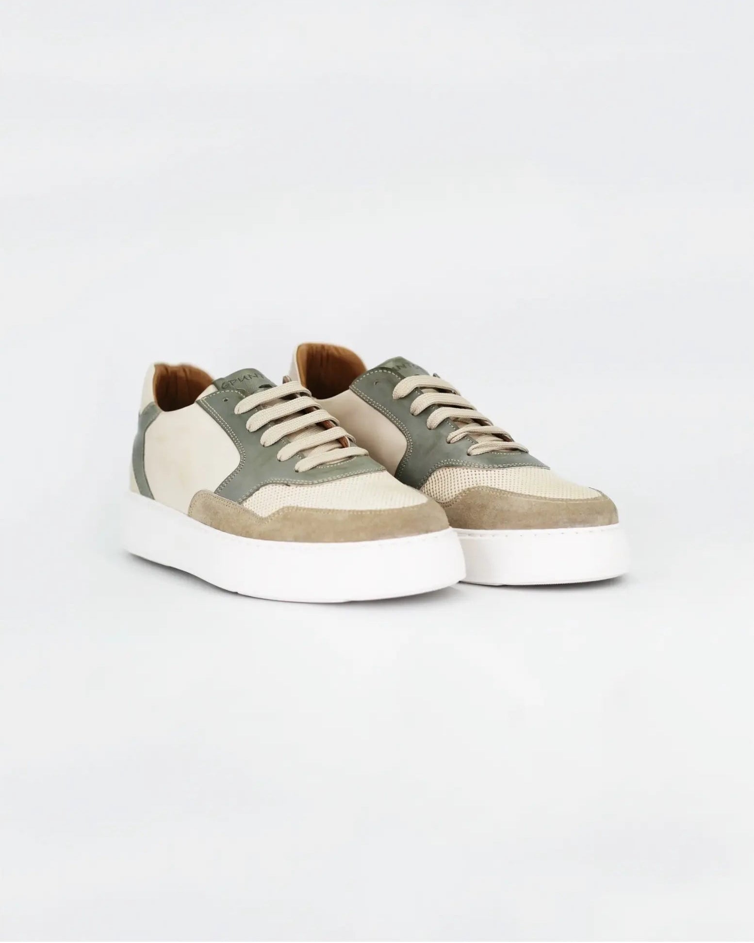 Men's Sneaker in Leather Naturale Cuoio and Blu (GRUHEND-01 -932)