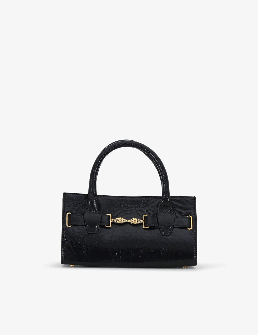 Mini bag made of precious lambskin with a crumpled effect and a delicate glossy finish, with double handles and a removable leather shoulder strap.
The bag is embellished on both the front and back with the iconic Tramontano archive accessory, in handcrafted gold-plated brass.
Top closure with magnet.

Microfiber lining.&nbsp;Gold-finish accessories.

Material:&nbsp;Moon lamb
Dimensions:&nbsp;25x13x10.5 cm