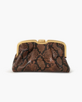 Clutch made of precious snake leather, finished with a golden metal closure, personalized Tramontano.
The bag can be worn on the shoulder thanks to the removable leather shoulder strap.
Unique internal compartment with small leather pocket.

Microfiber inner lining.
Accessories with gold finish.

Material: Snake Elaphe
Dimensions: 26x15X8