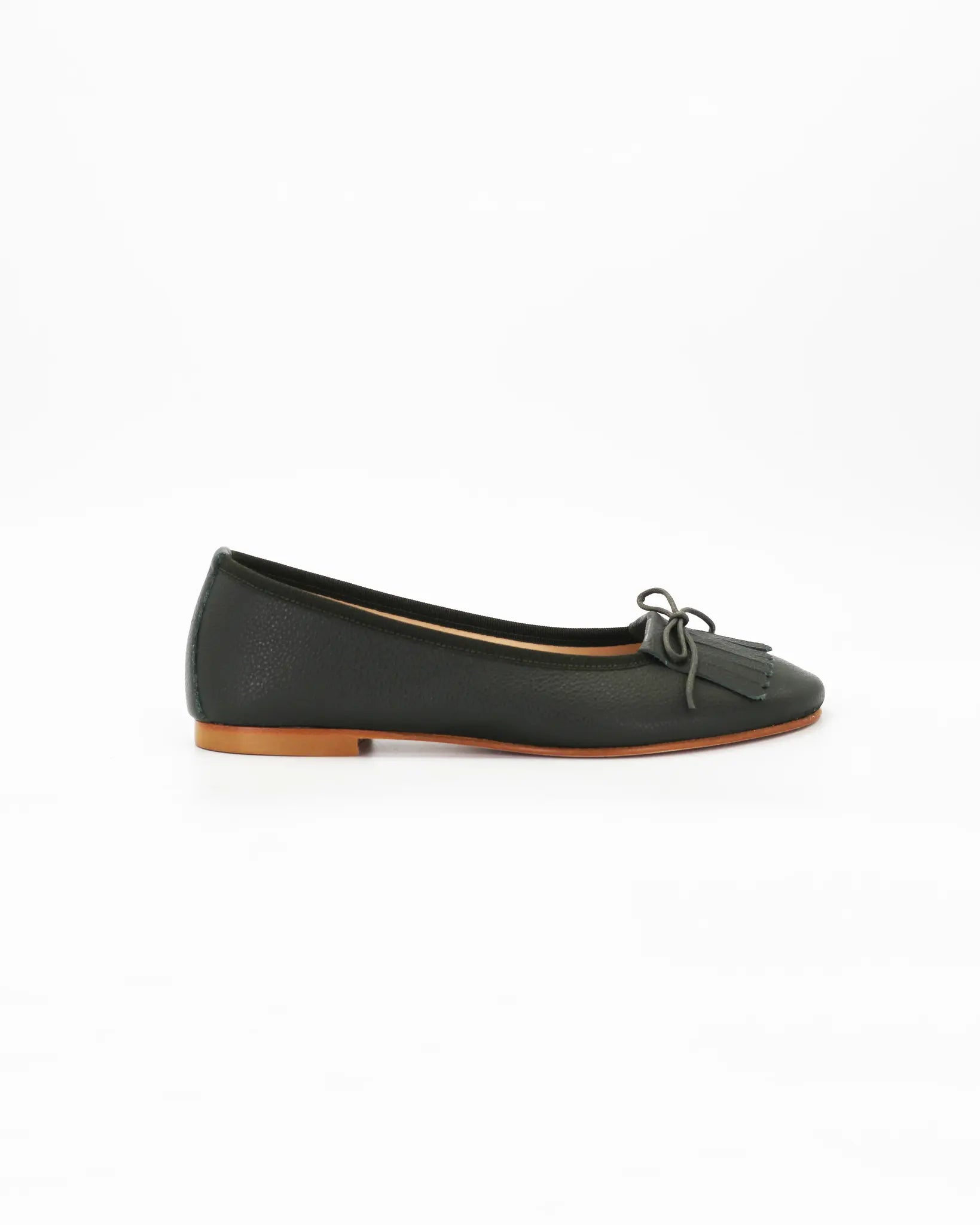 Shop Handmade Women's Ballerina Pump with Fringe in Calf Leather Militare or browse our range of hand-made Italian shoes in leather or suede in-store at Aliverti Cape Town, or shop online. We deliver in South Africa & offer multiple payment plans as well as accept multiple safe & secure payment methods.