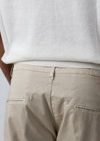 Beige cotton gabardine tailored shorts with slant pockets and cuffed hem – Fiftieth Cielo shorts, Aliverti