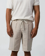 Beige linen shorts, relaxed fit summer style – Fiftieth shorts, Aliverti