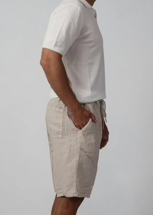 Beige linen shorts, relaxed fit summer style – Fiftieth shorts, Aliverti