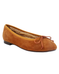 Women's Ballerina Lined with Fur in Leather Suede Bruciato (FB703)