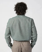 Men's grey-green cotton-linen shirt by Fiftieth. Breathable melange weave, relaxed fit — a versatile layer for warm-weather dressing.