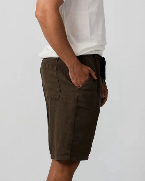 Brown linen shorts, relaxed fit summer style – Fiftieth shorts, Aliverti