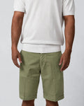 green cotton gabardine tailored shorts with slant pockets and cuffed hem – Fiftieth shorts, Aliverti