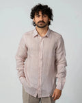 Blush pink 100% linen shirt, classic collar, button-down – Aliverti