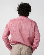 Red-pink melange cotton-linen shirt, classic collar with chest pocket – Fiftieth shirt, Aliverti