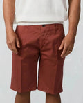Rust cotton gabardine tailored shorts with slant pockets and cuffed hem – Fiftieth shorts, Aliverti