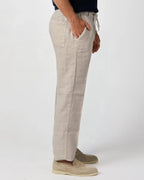 Taupe grey (Fango) 100% linen drawstring trousers, Amalfi by Aliverti, made in Italy.