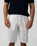 White linen shorts, relaxed fit summer style – Fiftieth shorts, Aliverti
