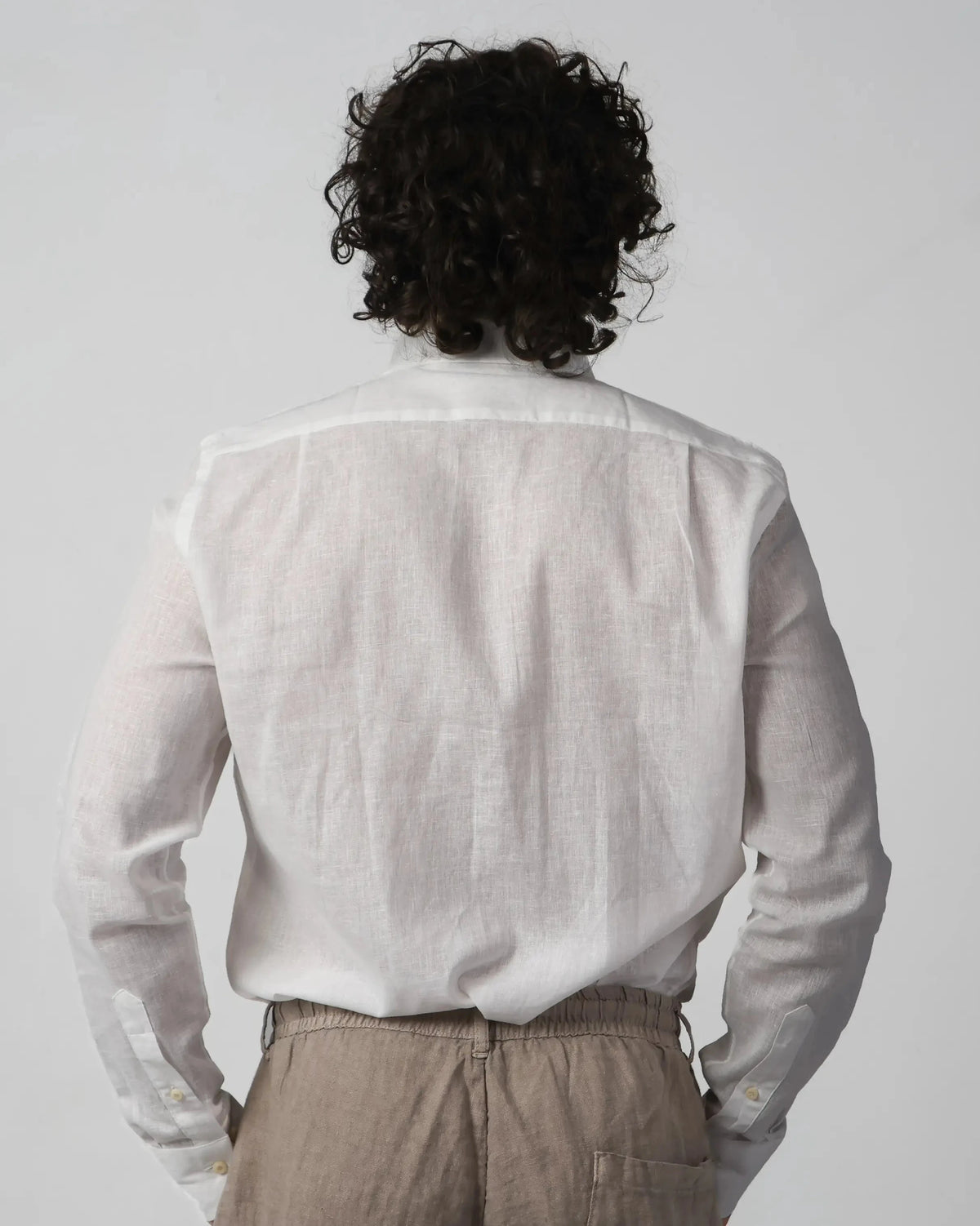 White cotton-linen shirt, classic collar, breathable weave – Fiftieth shirt, Aliverti