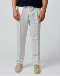 White 100% linen drawstring trousers, Amalfi by Aliverti, made in Italy.