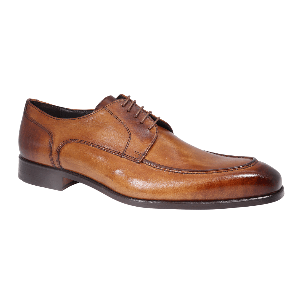 Men's genuine leather formal oxford shoe with hidden lacing system in toledo/ tan made in Italy exclusively for Aliverti (MF7317LTAN)