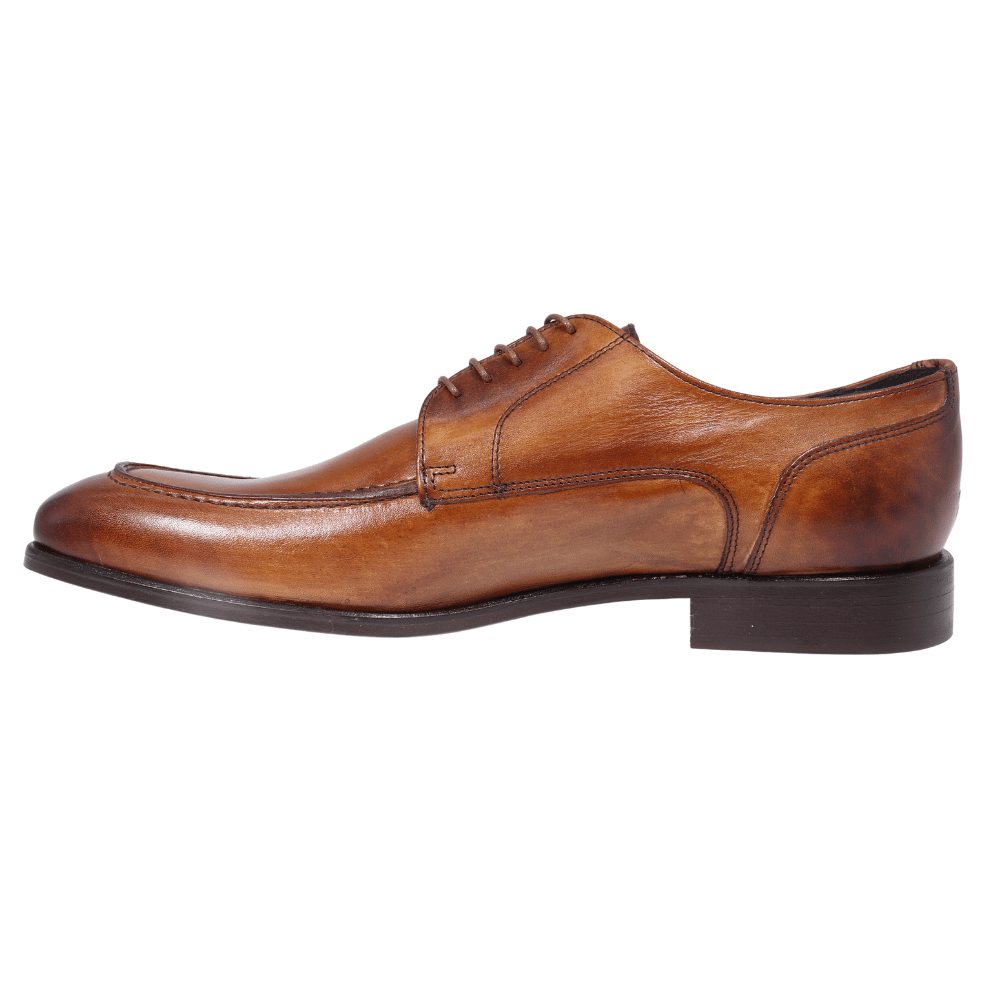 Men's genuine leather formal oxford shoe with hidden lacing system in toledo/ tan made in Italy exclusively for Aliverti (MF7317LTAN)