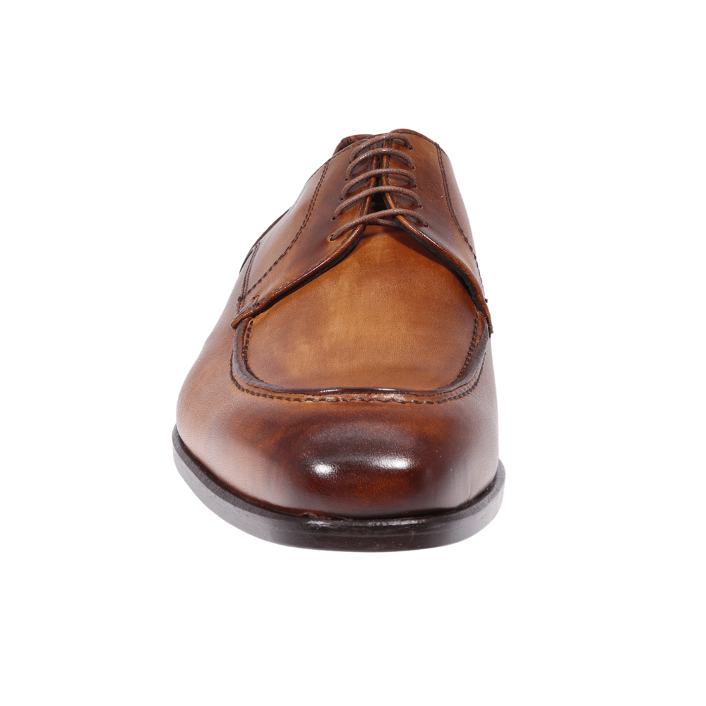 Men's genuine leather formal oxford shoe with hidden lacing system in toledo/ tan made in Italy exclusively for Aliverti (MF7317LTAN)
