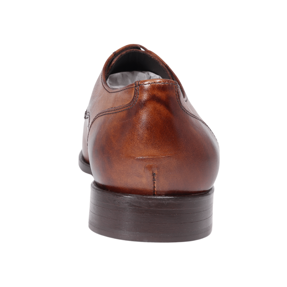 Men's genuine leather formal oxford shoe with hidden lacing system in toledo/ tan made in Italy exclusively for Aliverti (MF7317LTAN)