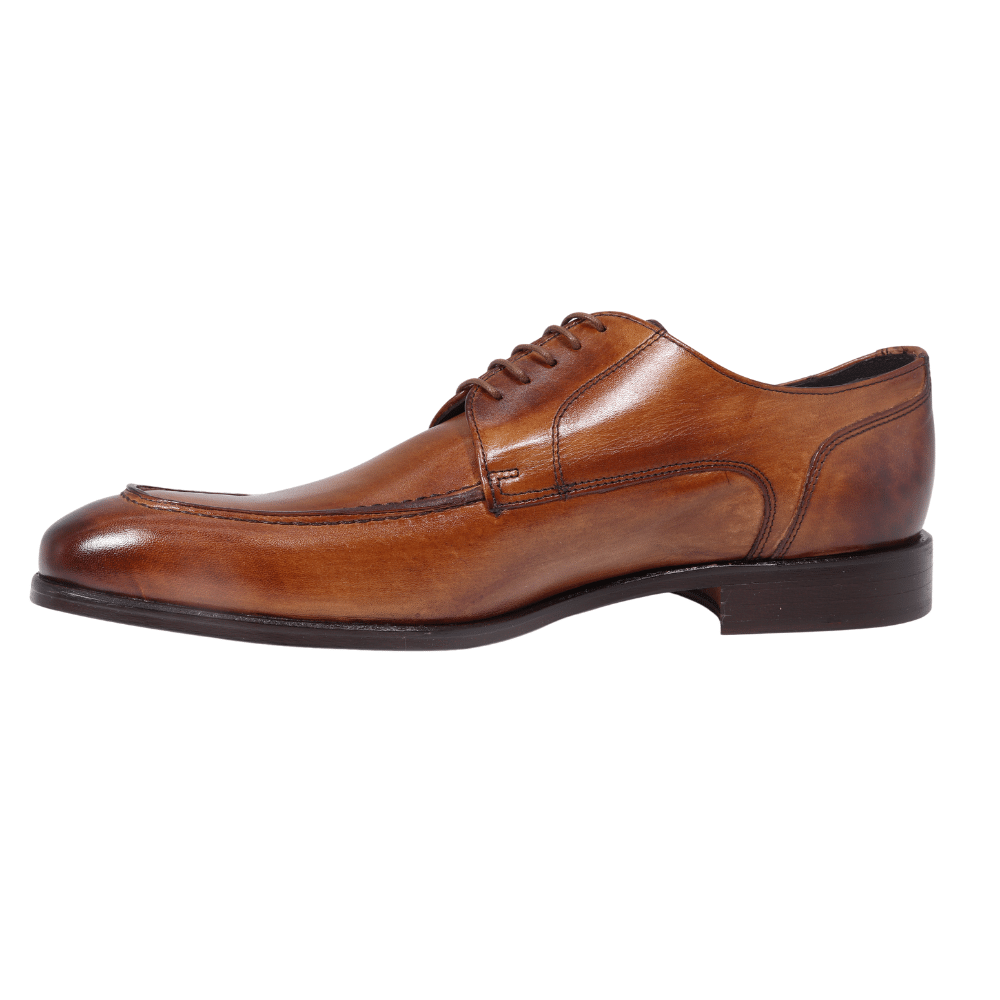 Men's genuine leather formal oxford shoe with hidden lacing system in toledo/ tan made in Italy exclusively for Aliverti (MF7317LTAN)