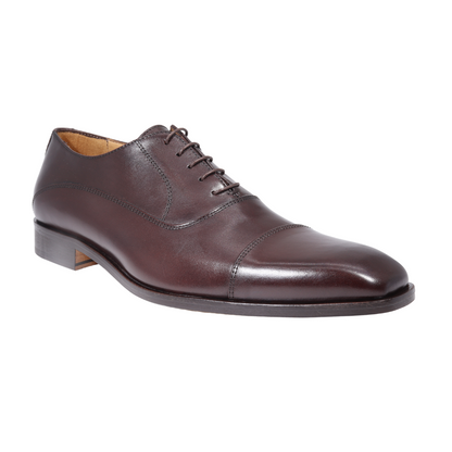 Men's genuine leather formal oxford shoe with hidden lacing system in cioccolato/ brown made in Italy exclusively for Aliverti (MF8286LCIO)